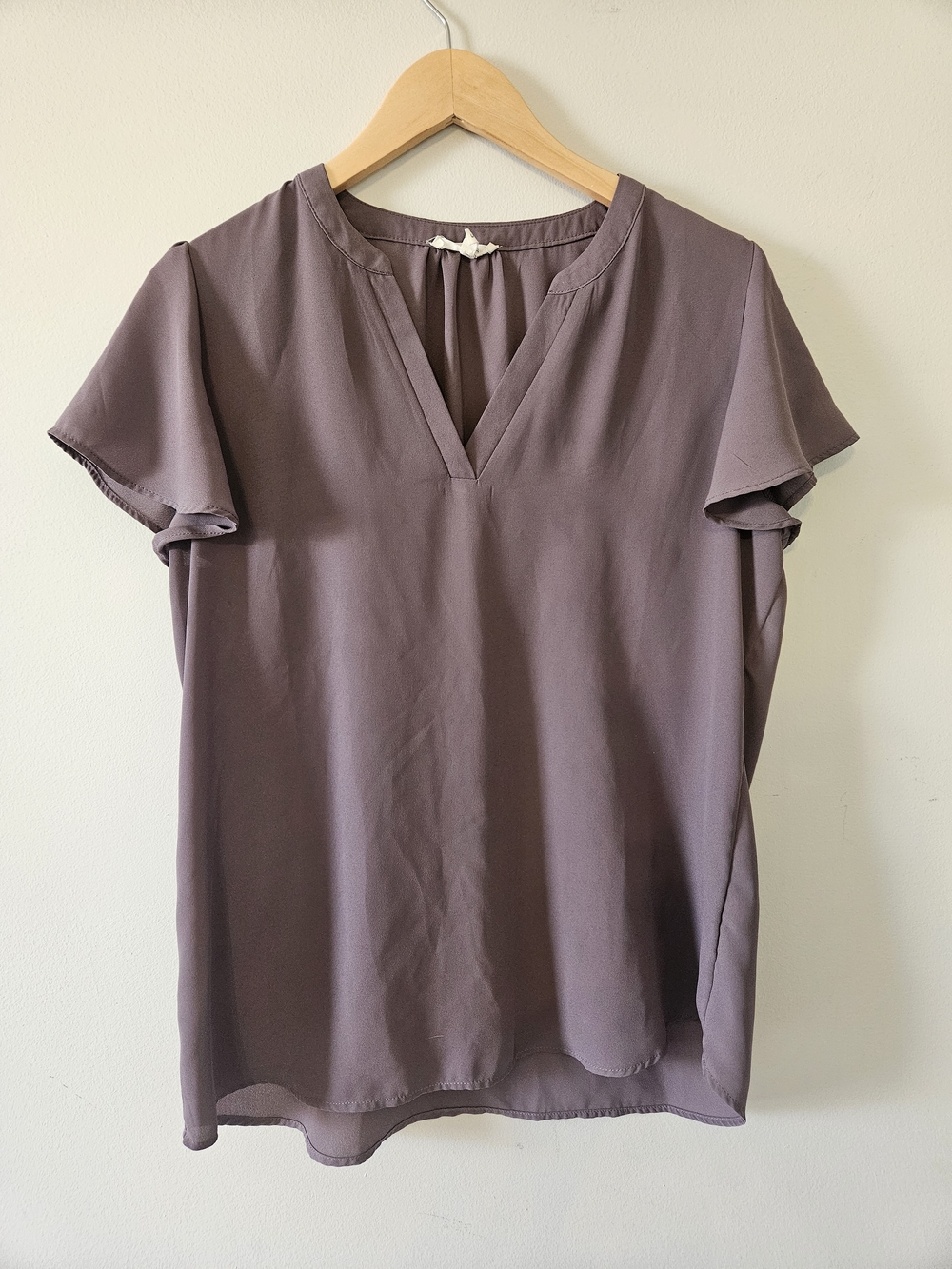 Maurices Lavender Gray V-Neck Flutter Sleeve Blouse